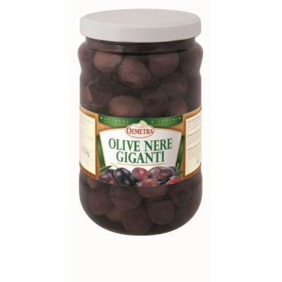Alyvuogės GIANT juodos su kaulu, DEMETRA, 1,6 kg / 1,05 kg